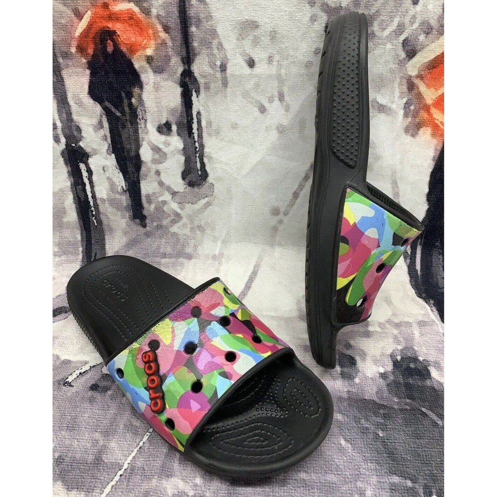 Crocs Iconic Comfort Open Toe Slides Unisex-Adult M7 W9 Classic Multicolor